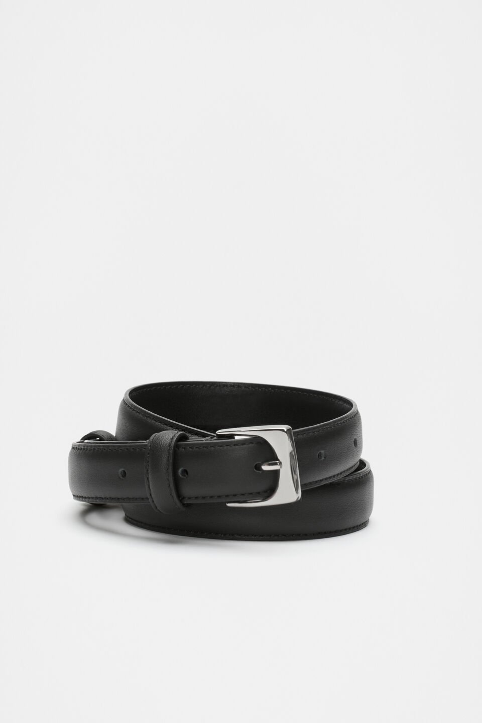 Kinsley Rounded Buckle Belt  Black Silver