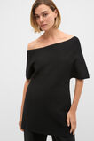 Crepe Knit Drape Shoulder Tunic  Black  hi-res