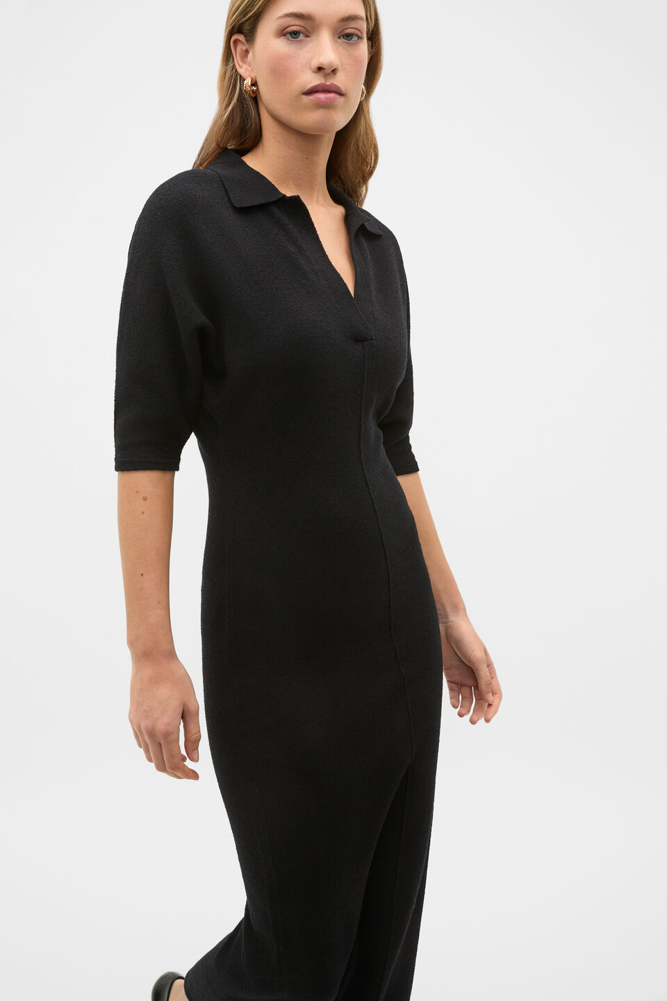 Relaxed Polo Dress  Black