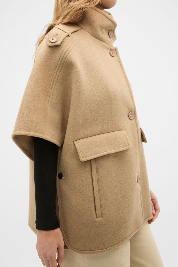 Wool Trench Cape  Sandstone  hi-res