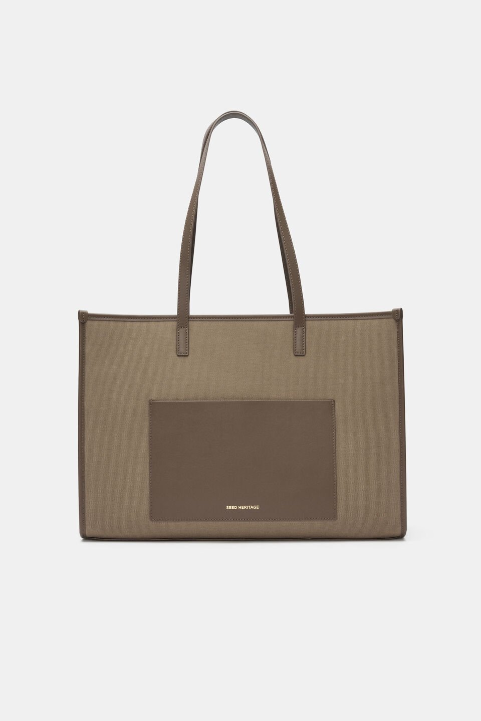 Leather Detail Carry All Tote  Cocoa