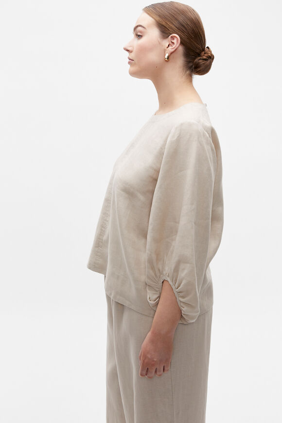 Core Linen Balloon Sleeve Top  Cool Sand  hi-res