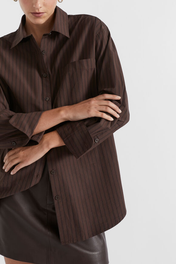 Poplin Pocket Front Shirt  Dark Espresso Stripe  hi-res
