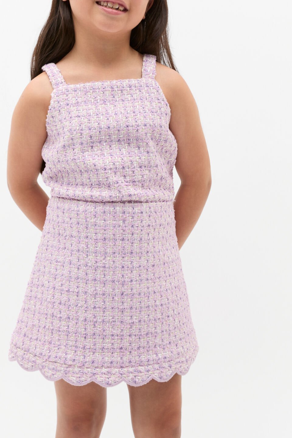 Scallop Tweed Skirt  Soft Lilac