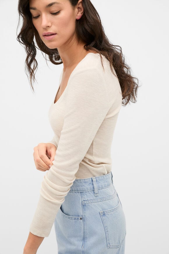 Australian Merino Scoop Neck Top  Mist Marle  hi-res