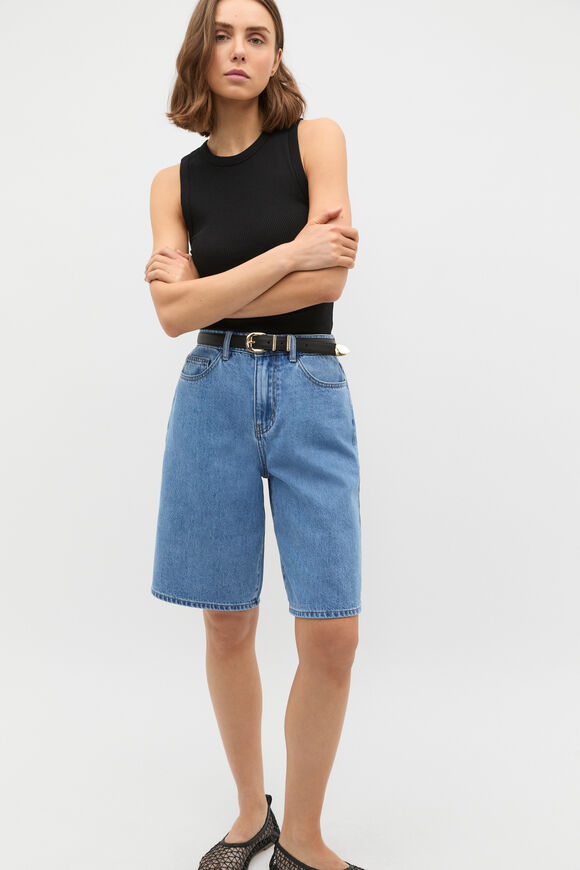 Longline Jean Short  Mist Blue Wash  hi-res