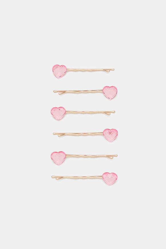 Gem Heart Bobby Pins  Multi  hi-res