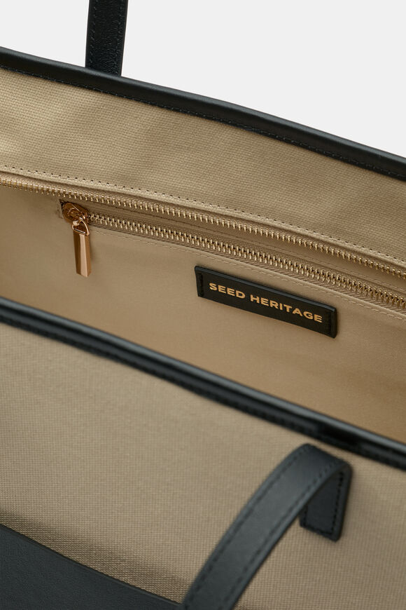 Leather Detail Carry All Tote  Sandstone  hi-res