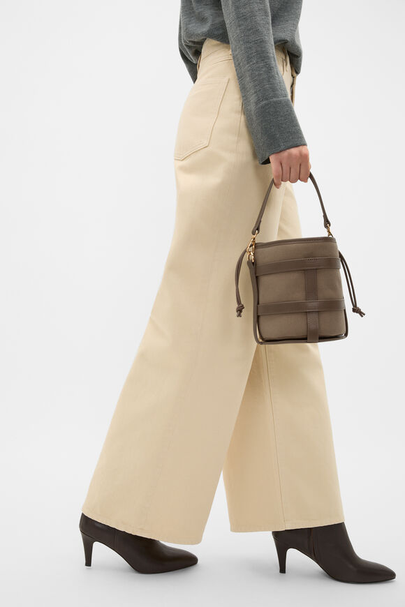 Leather Detail Bucket Bag  Cocoa  hi-res