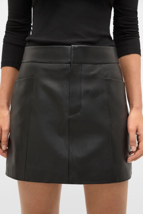 Leather Mini Seam Skirt  Black  hi-res