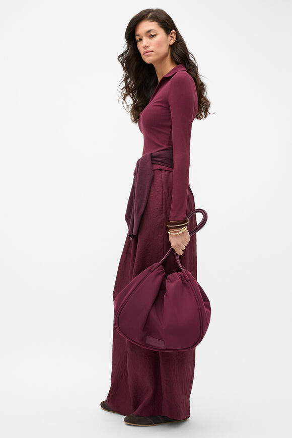 Ruched Essential Tech Tote  Plum Red  hi-res