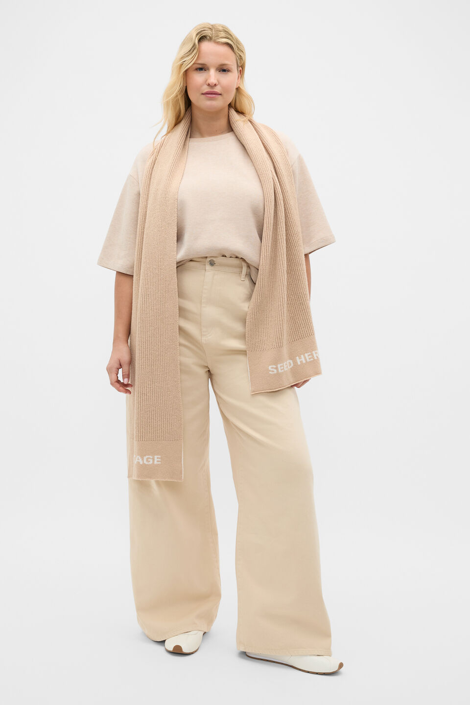 Brushed Boxy Crew Neck Tee  Sandstone Marle