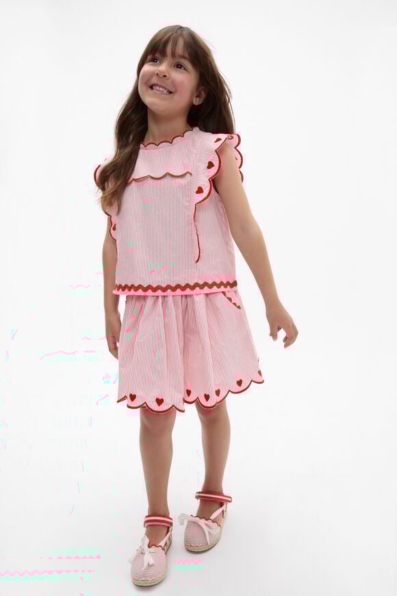 Scallop Stripe Top  Strawberry Red  hi-res