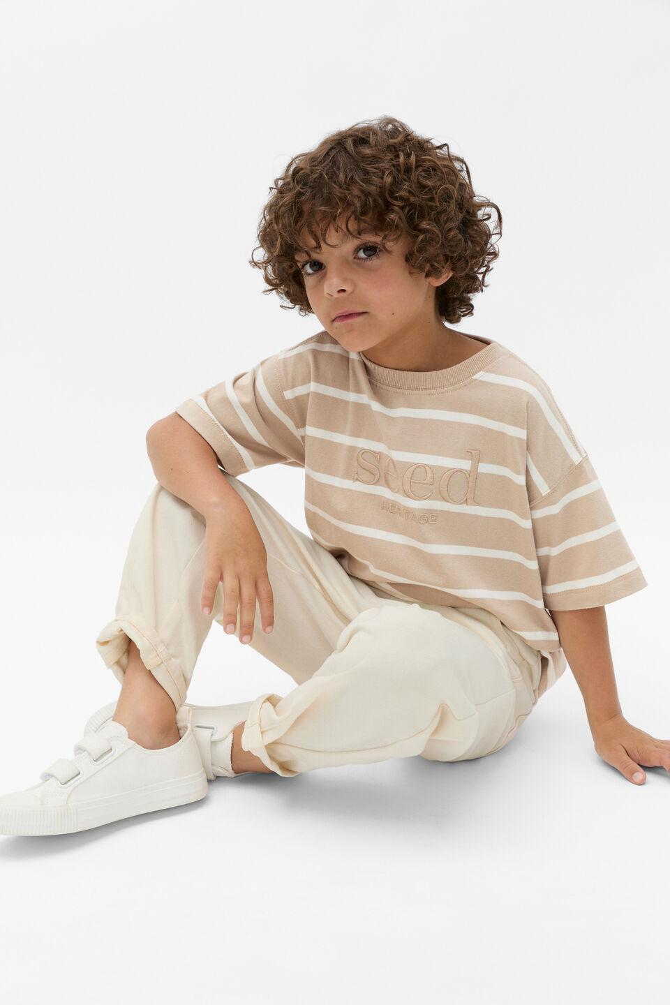 Stripe Logo Tee  Milk Tea