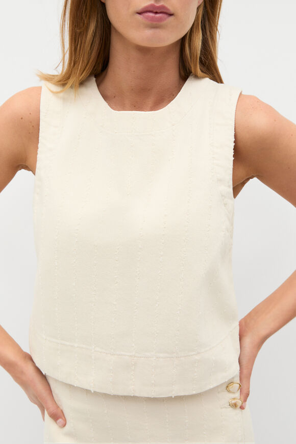 Textured Denim Shell Top  Buttercream  hi-res