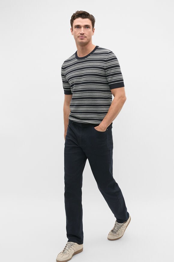 Jacquard Stripe Knit Tee  Midnight Blue  hi-res
