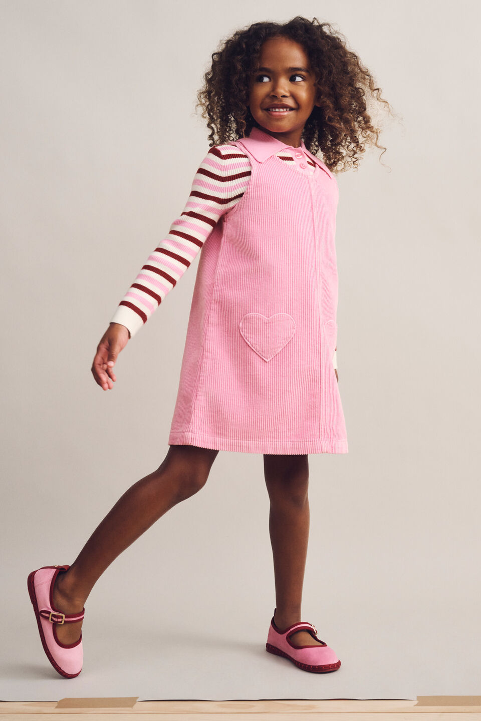 Heart Pocket Pinafore  Candy Pink