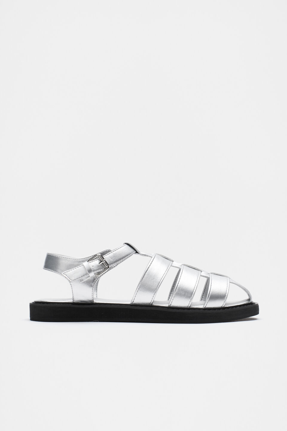 Flatform Fisherman Sandal  Silver