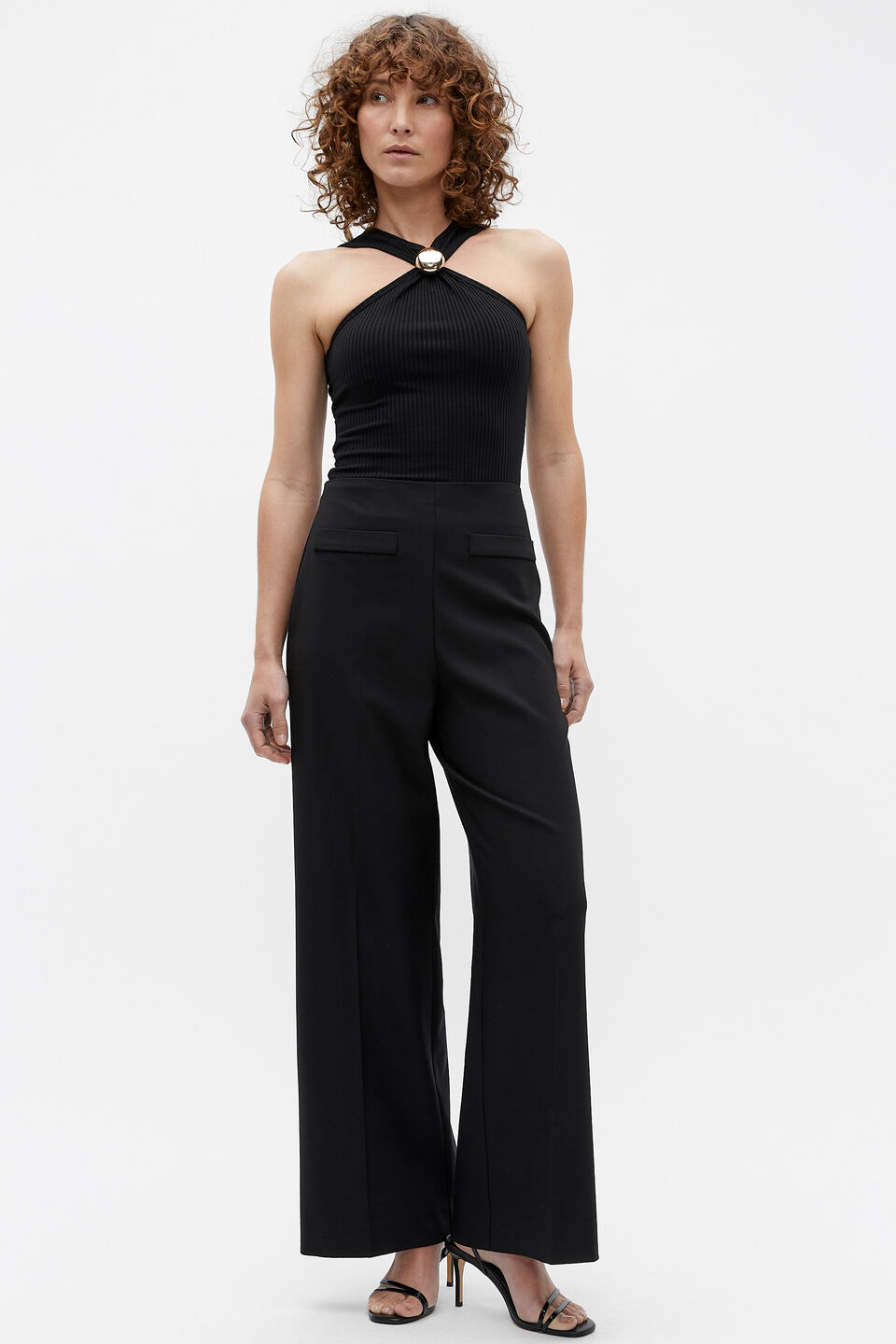 Halter Rib Tank  Black