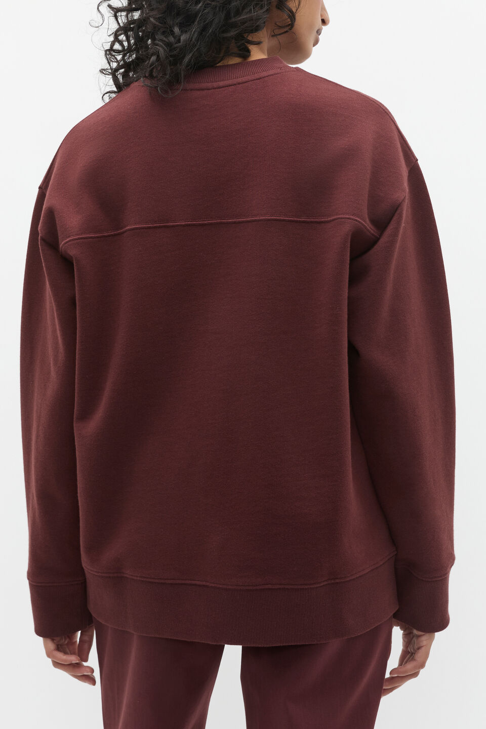 Longline Crew Neck Sweat  Merlot