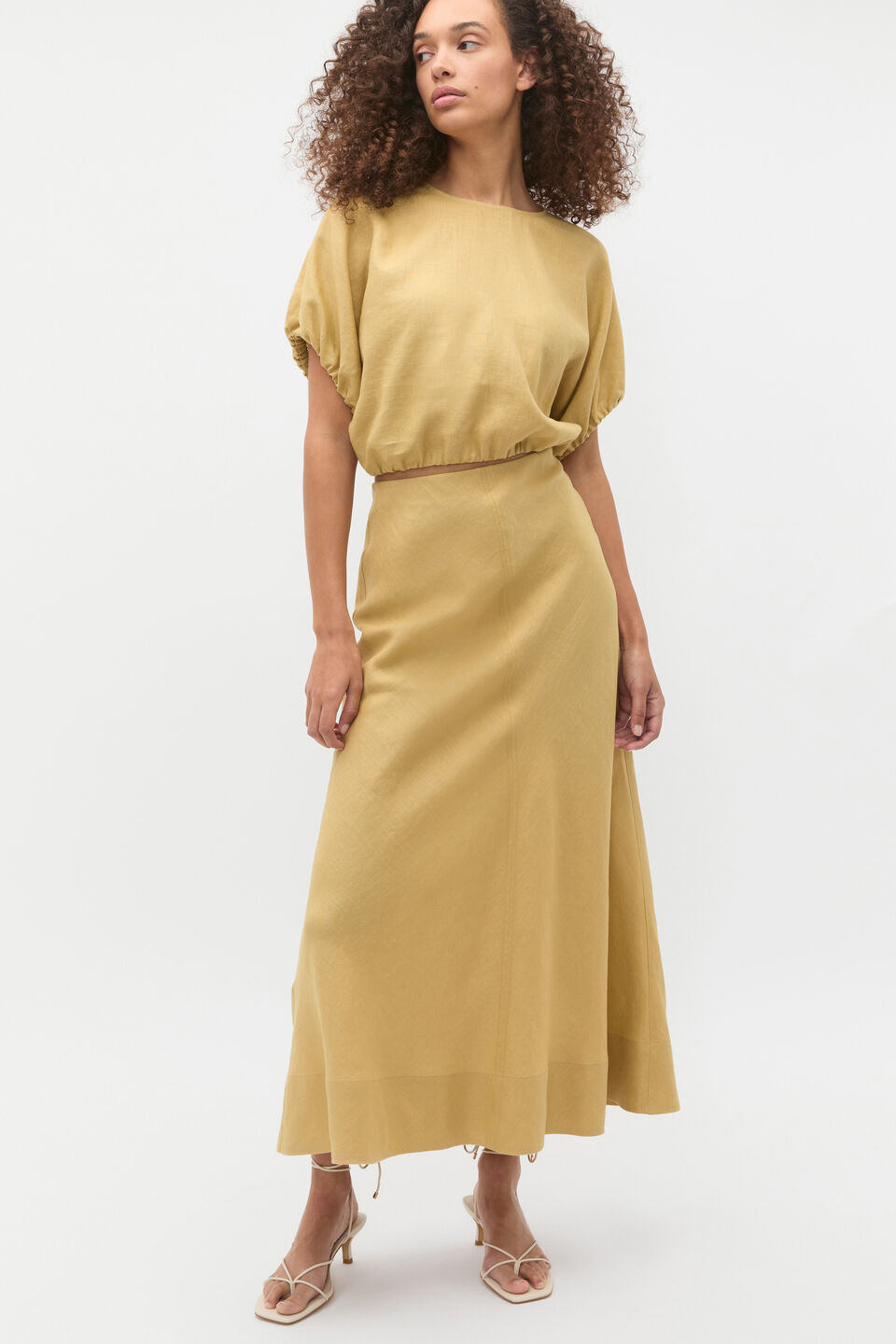 Core Linen Seam Front Skirt  Honey