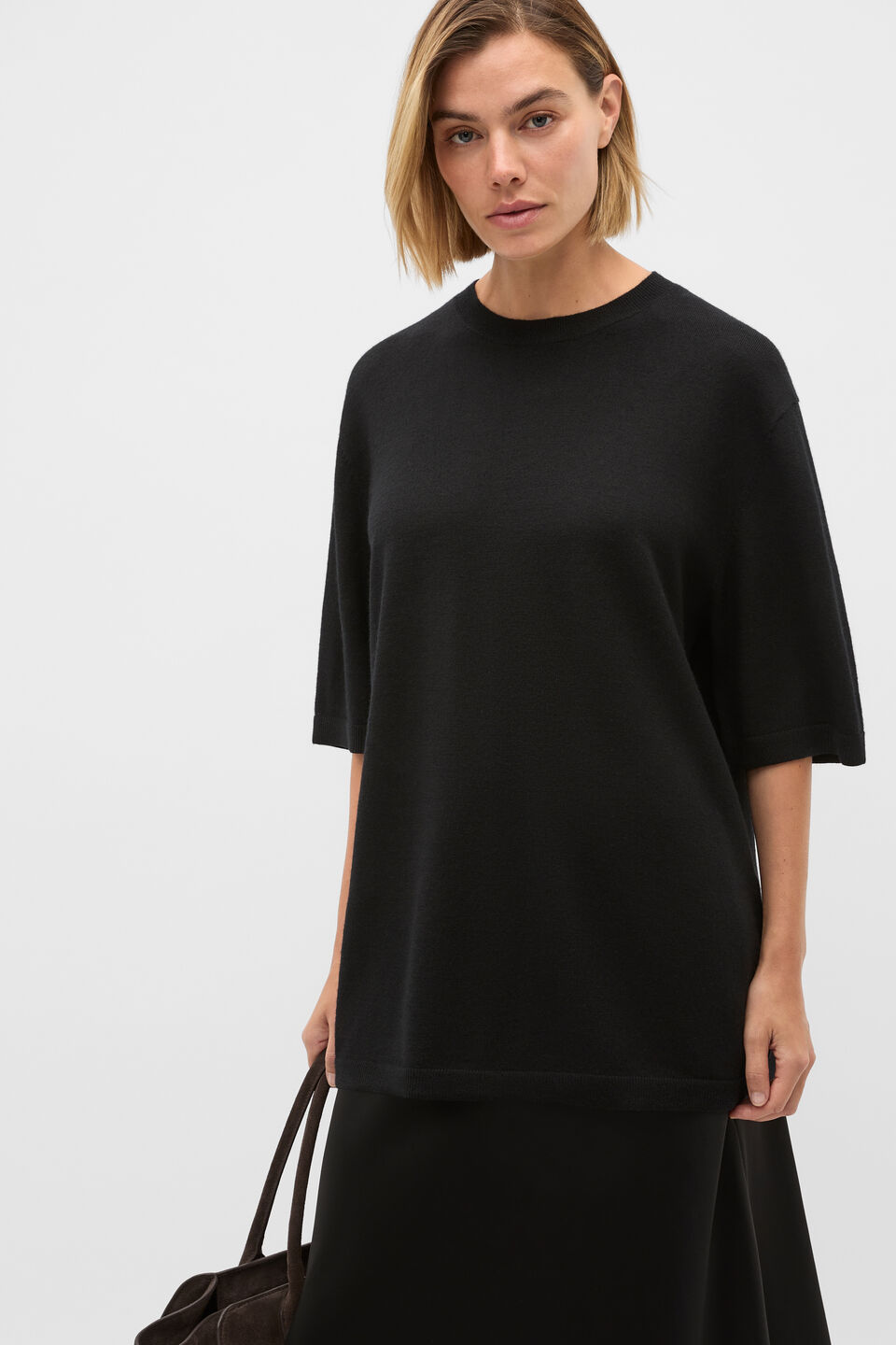 Australian Merino Oversized Tee  Black