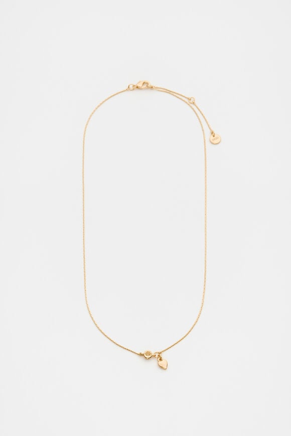 Stone Drop Initial Necklace  Heart  hi-res