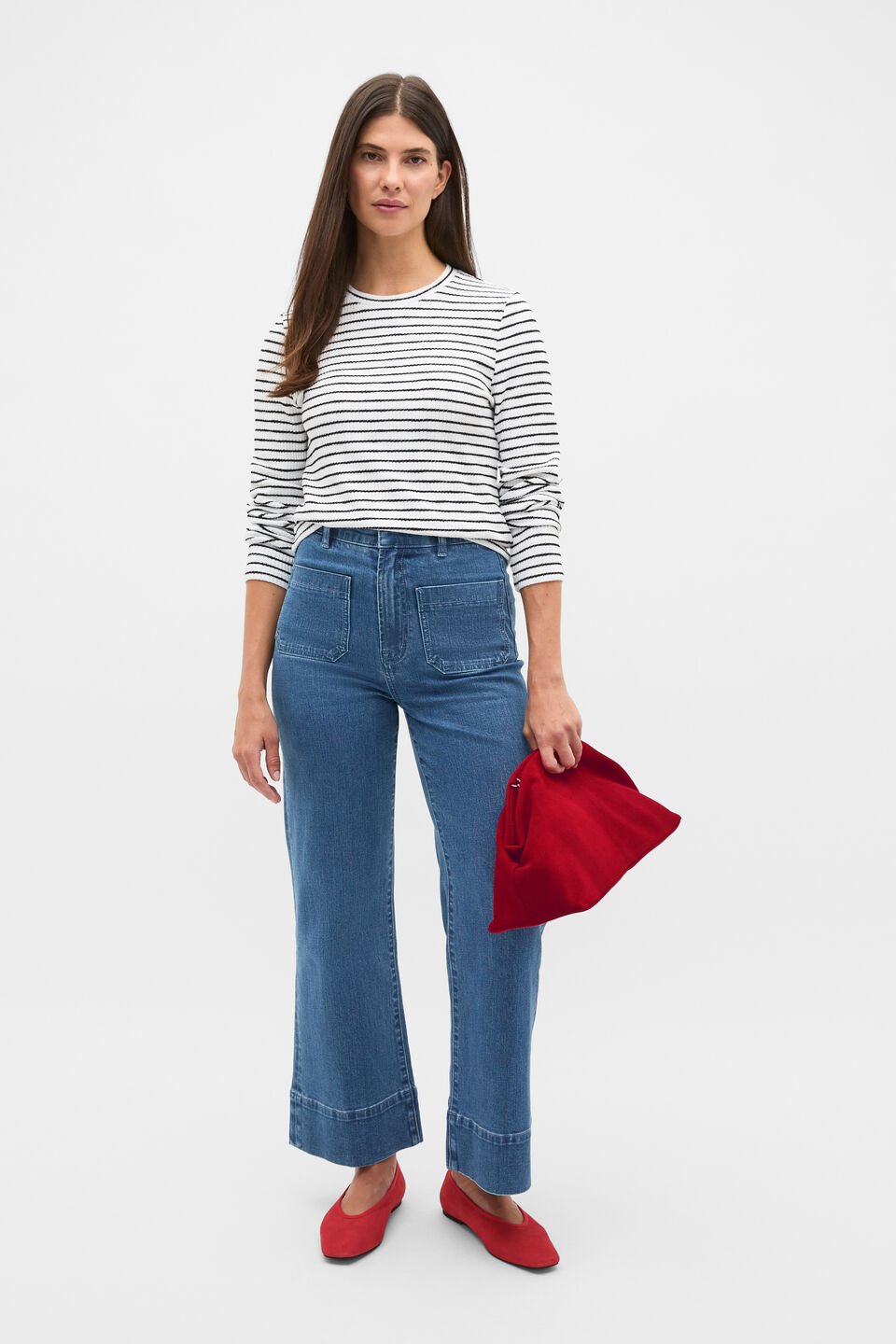 Self Stripe Textured Top  Mono Stripe