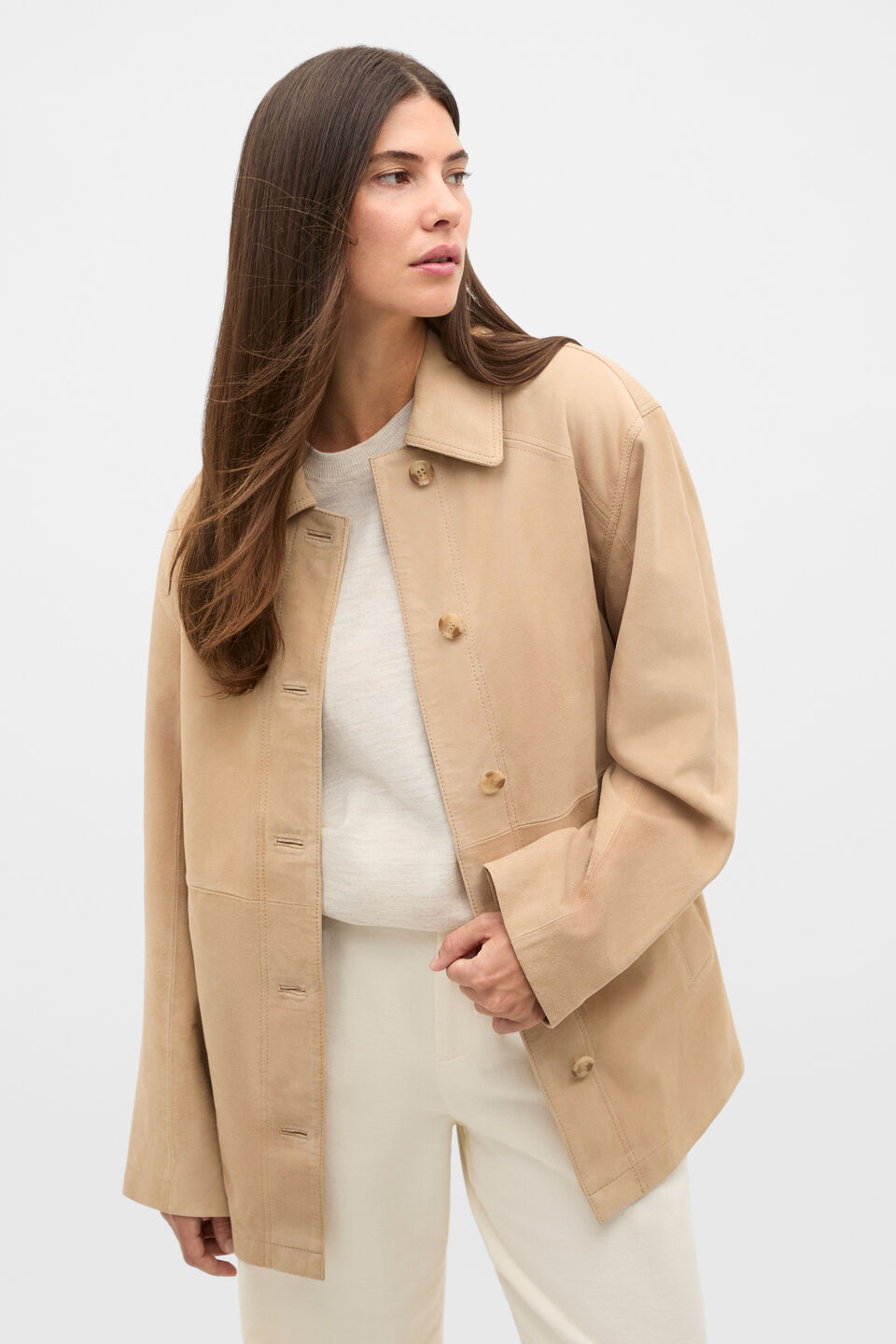 Suede Shacket  Sandstone