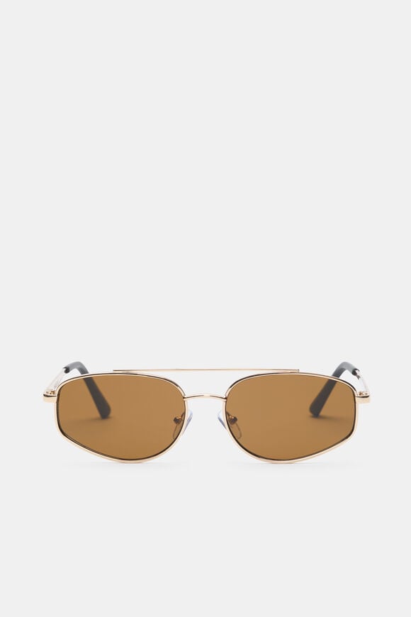 Clover Oval Aviator Sunglasses  Gold  hi-res