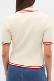 Cotton Cable Knit Tipping Polo  Coconut Cream  hi-res