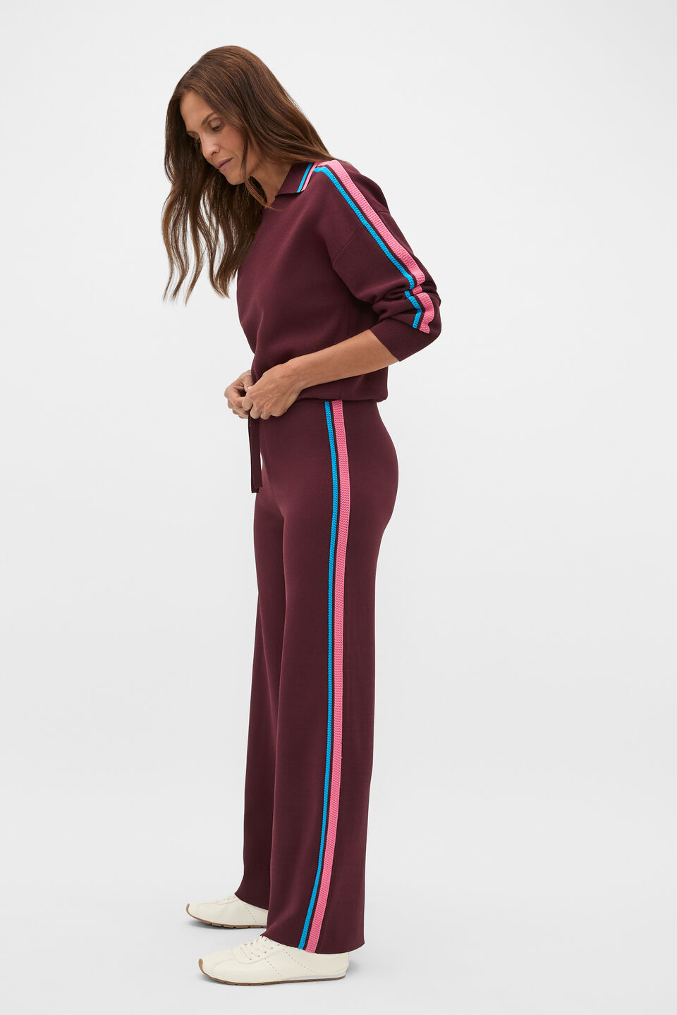 MD Crepe Knit Pant  Plum Red