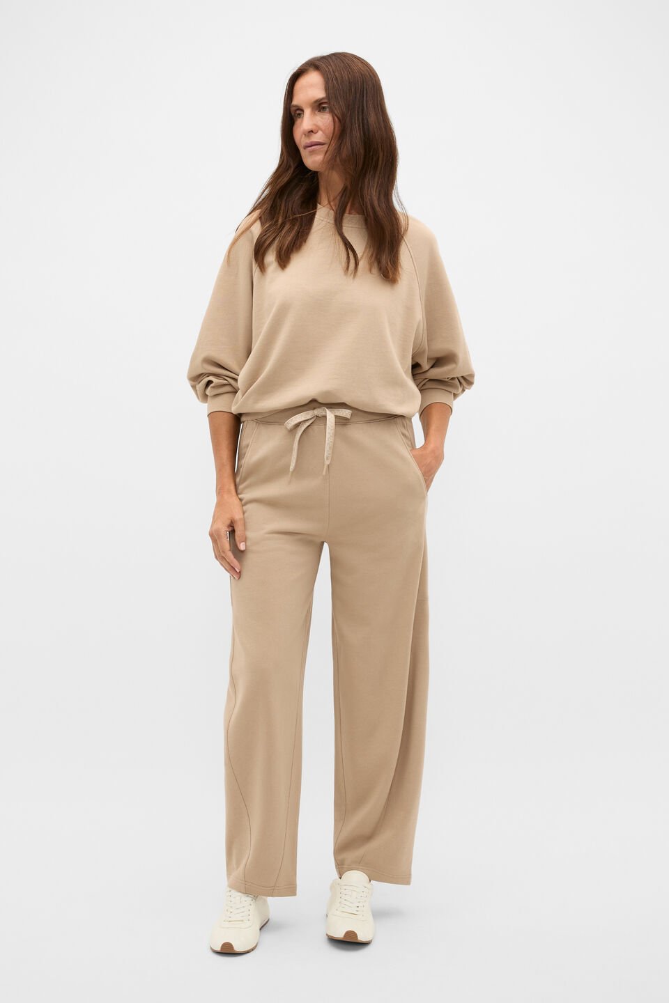 MD Terry Tie Front Trackpant  Sandstone
