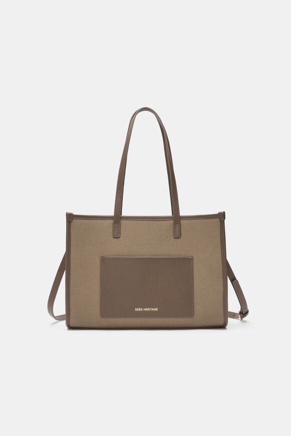 Leather Detail Carry All Mini Tote  Cocoa  hi-res