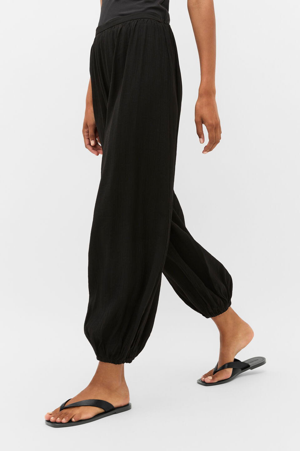 Plisse Gathered Pant  Black