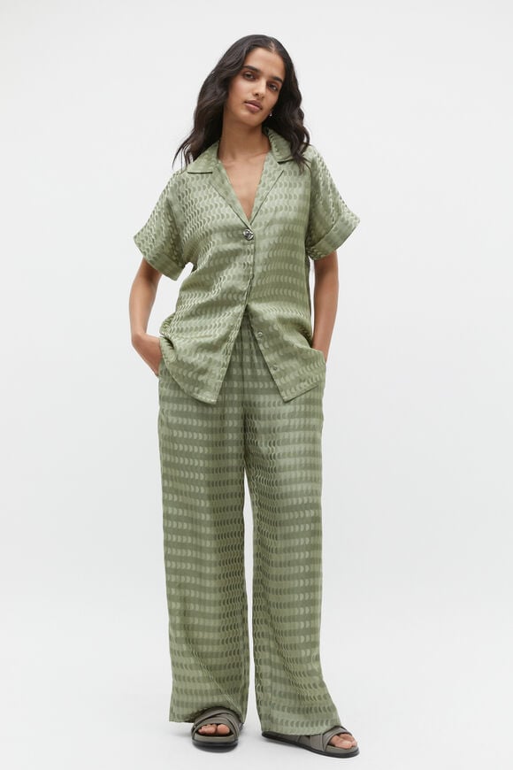 Jacquard Short Sleeve Shirt  Pale Olive  hi-res