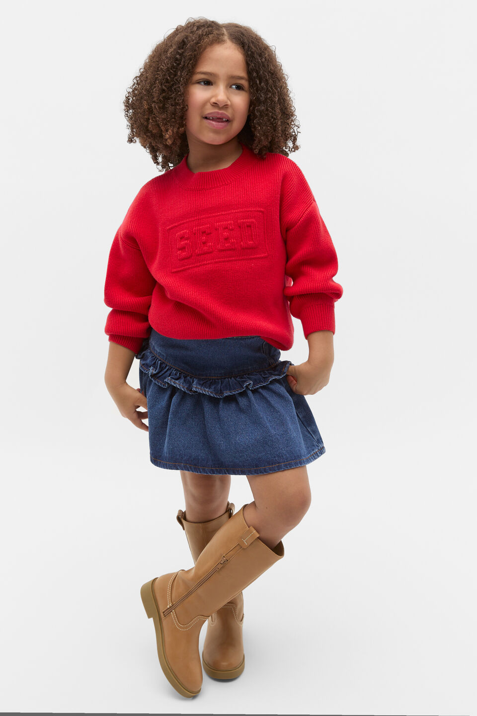 Ruffle Denim Skirt  Indigo