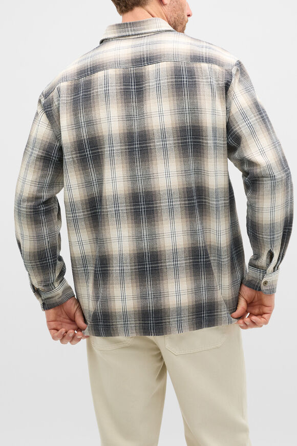 Long Sleeve Cotton Check Shirt  Taupe Check  hi-res