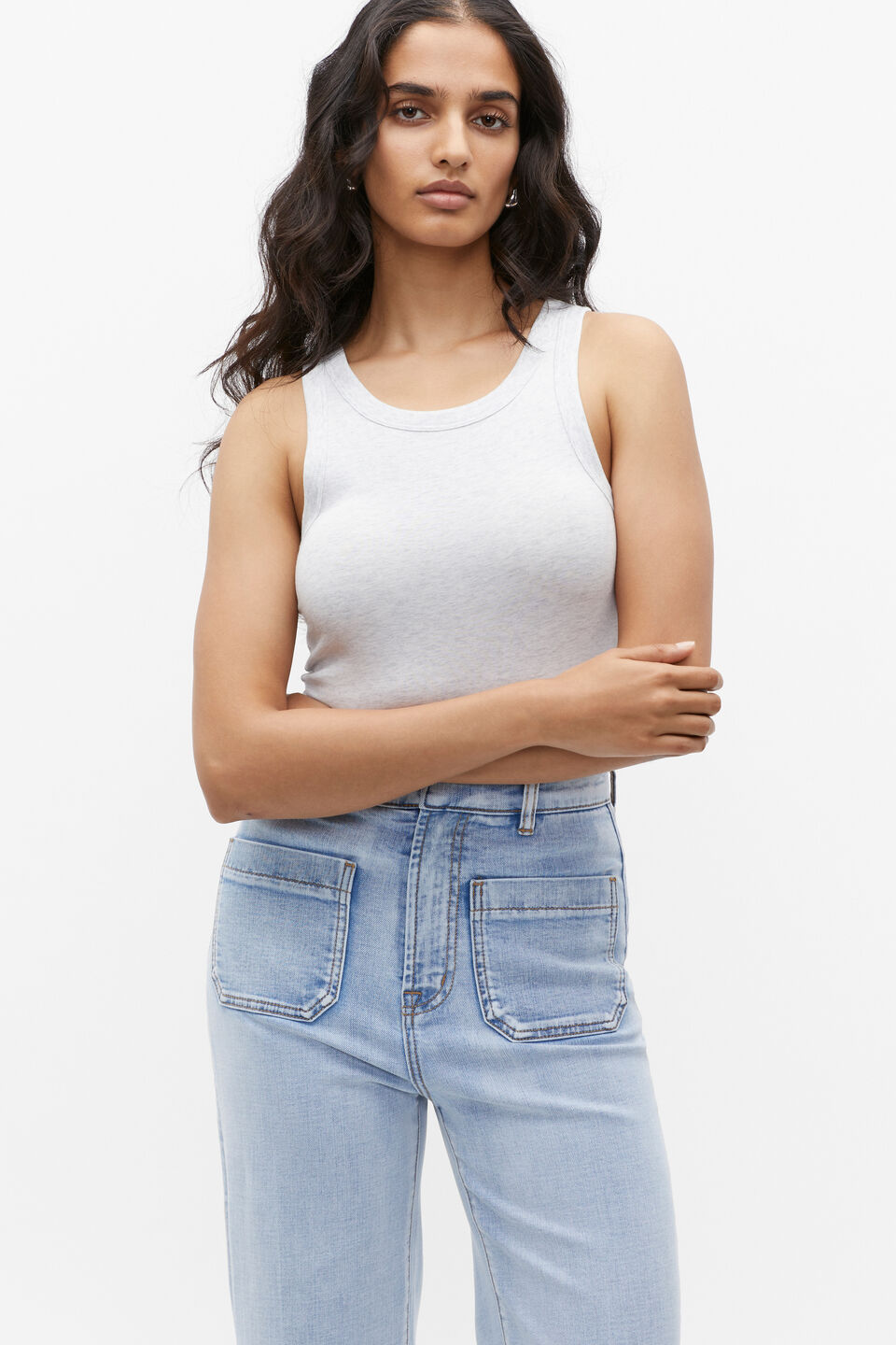 Core Fitted Tank  Light Grey Marle