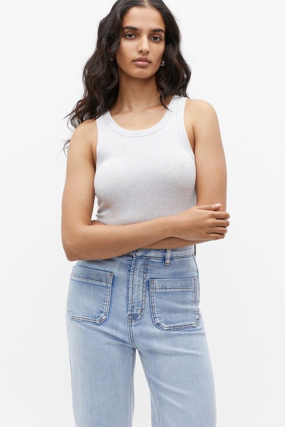 Core Fitted Tank  Light Grey Marle  hi-res