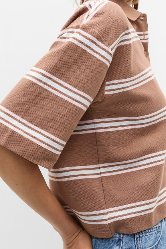 Stripe Boxy Polo  Nutmeg Stripe  hi-res