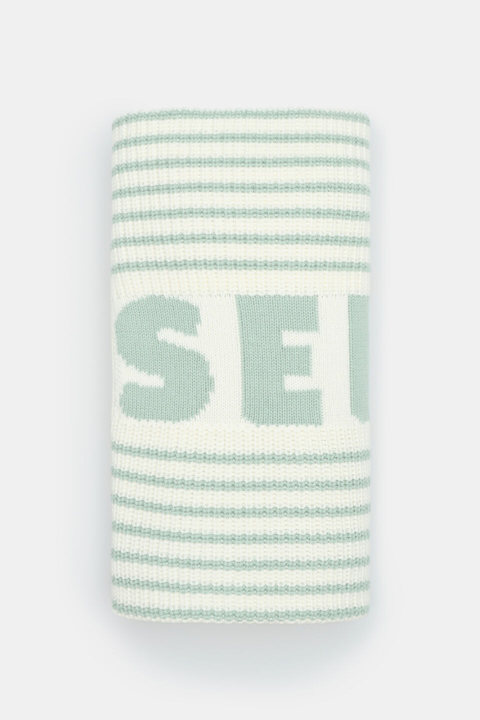 Logo Stripe Knit Blanket  Sage Stripe