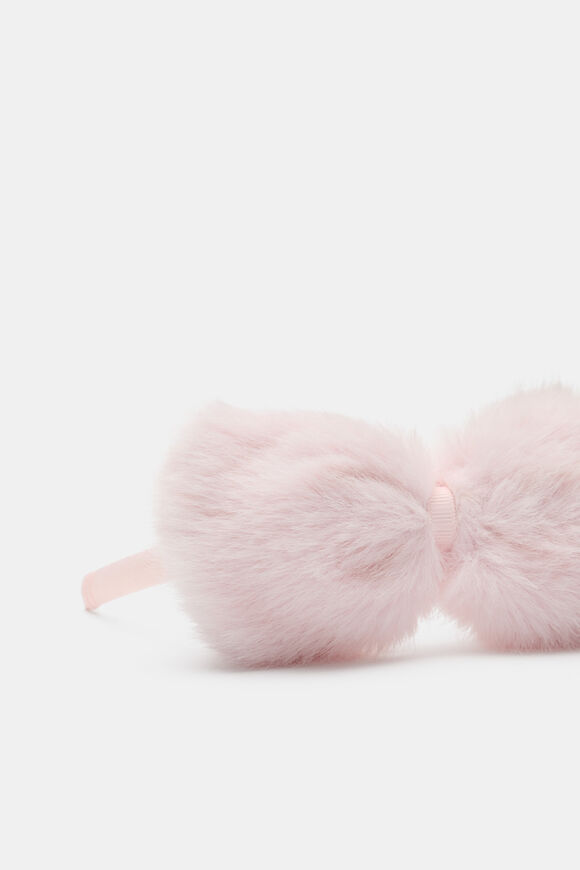 Faux Fur Bow Headband  Pink Lemonade  hi-res