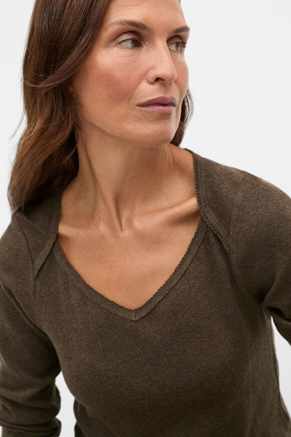 Pointelle Top and Pant PJ Set  Coffee Bean Marle  hi-res