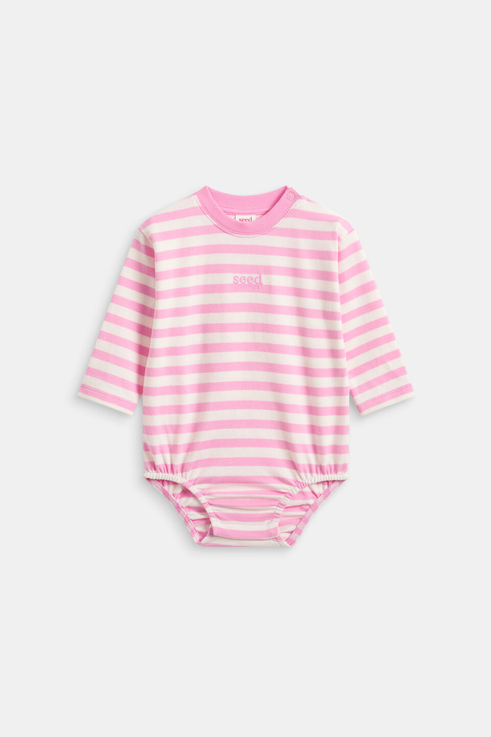 Core Stripe Rugby Bodysuit  Candy Pink