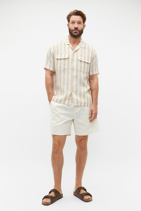 Linen Utility Shirt  Hazelnut Stripe  hi-res
