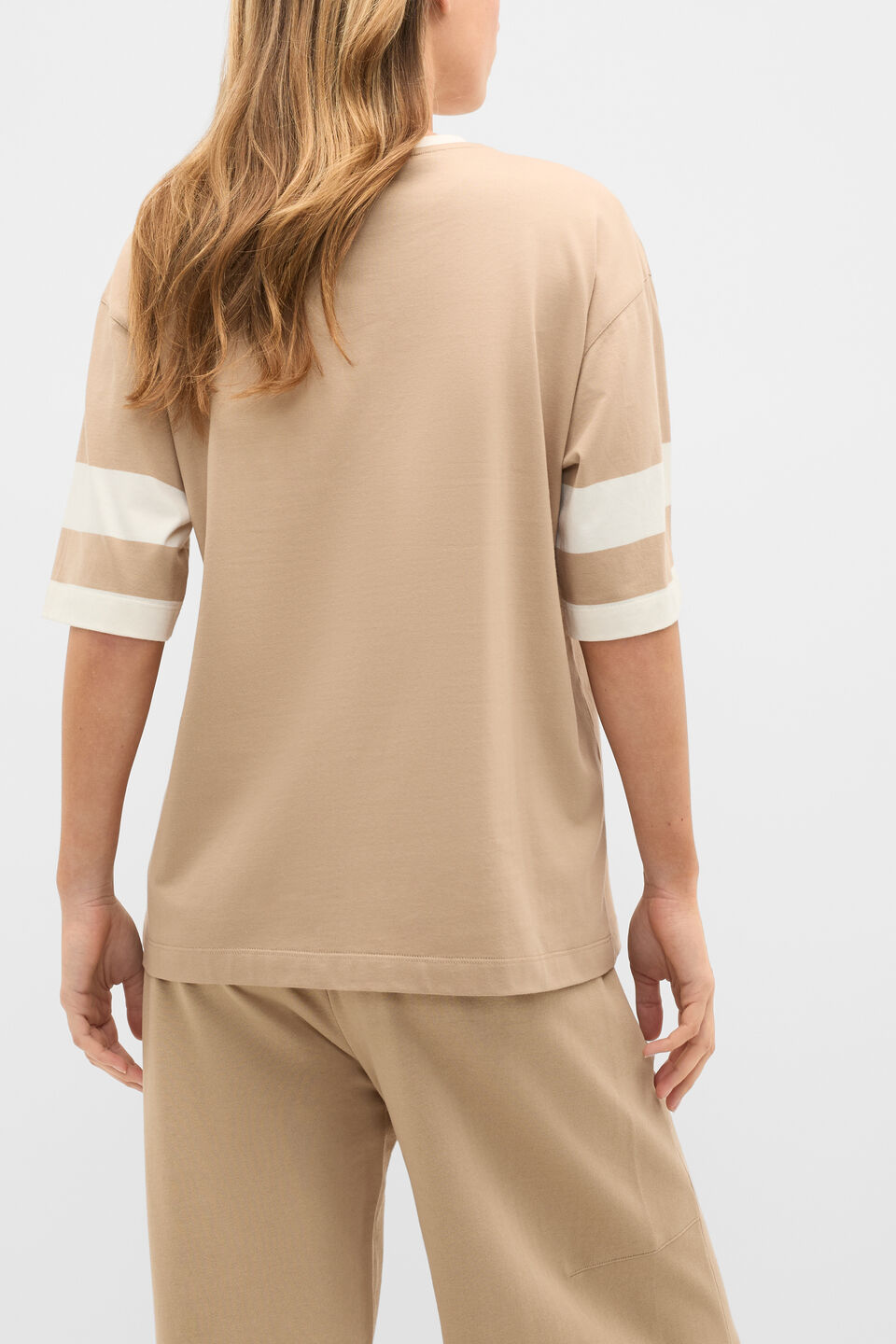 MD Cotton Contrast Boyfriend Tee  Sandstone