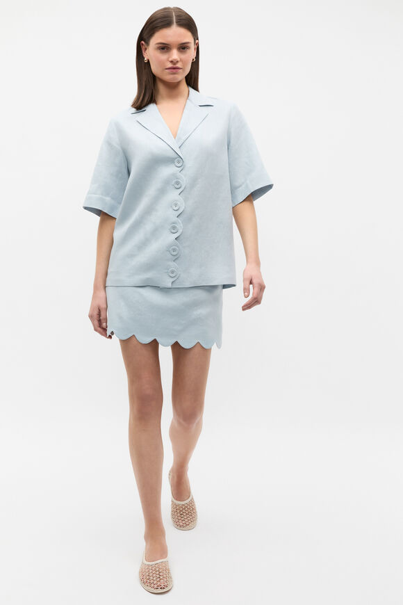 Linen Scallop Shirt  Bluebell  hi-res