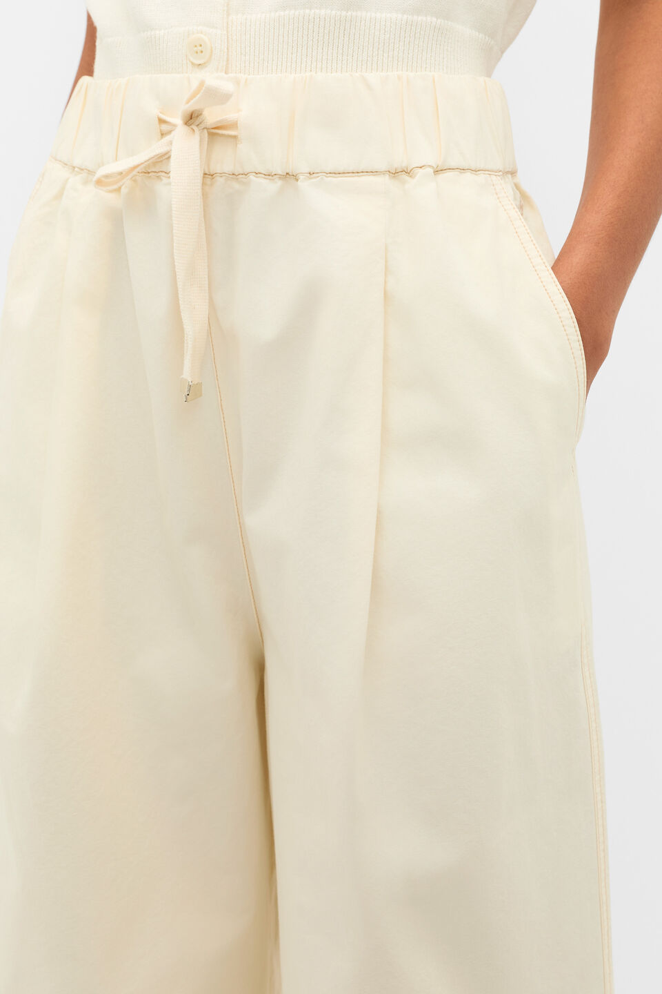 Contrast Stitch Pant  Coconut Cream