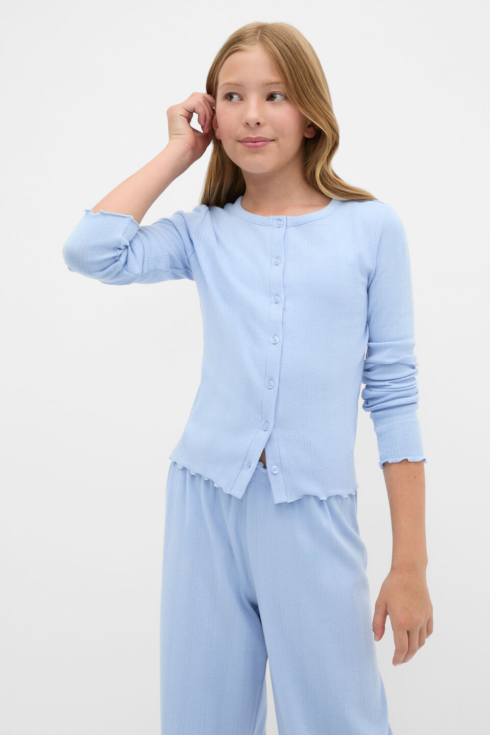 Button Up Pyjama  Cloud Blue